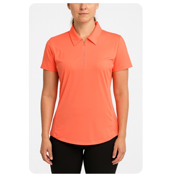 NIKE Golf Fit Dry Orange Polo Zip Collar Polo Top Size Small - Picture 1 of 9